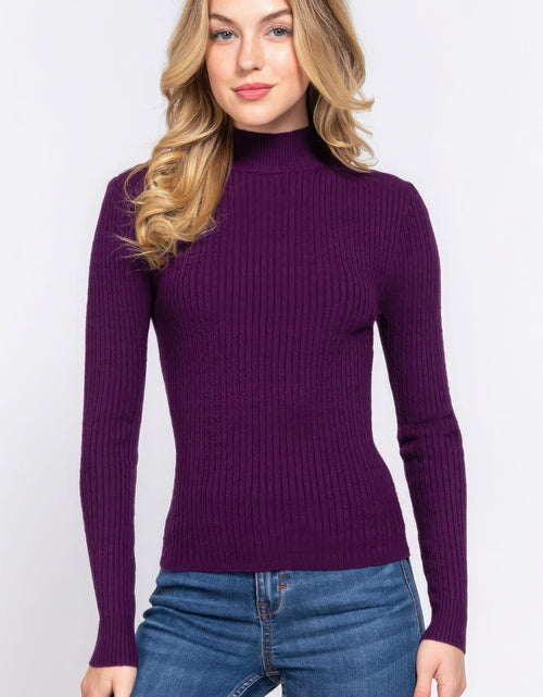 Load image into Gallery viewer, Long Slv Mock Neck Rib Sweater
