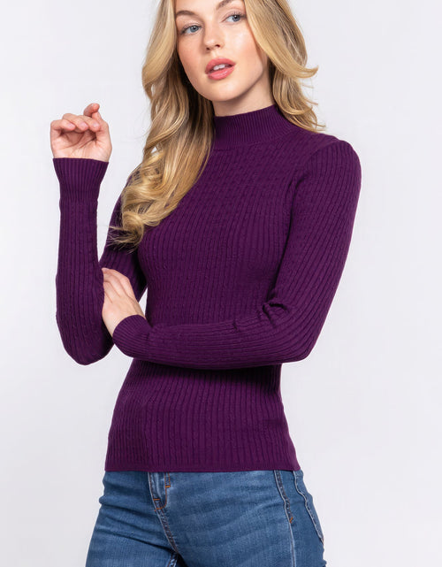 Load image into Gallery viewer, Long Slv Mock Neck Rib Sweater
