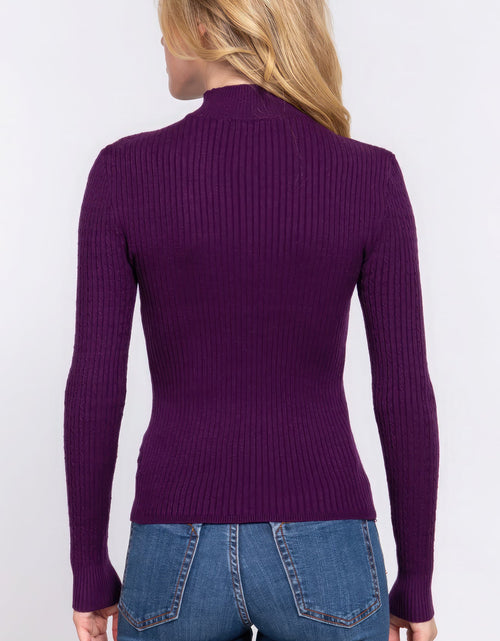 Load image into Gallery viewer, Long Slv Mock Neck Rib Sweater
