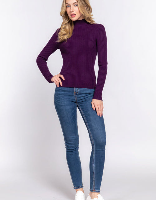 Load image into Gallery viewer, Long Slv Mock Neck Rib Sweater

