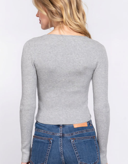 Load image into Gallery viewer, V-neck Shirring Tie Detail Sweater
