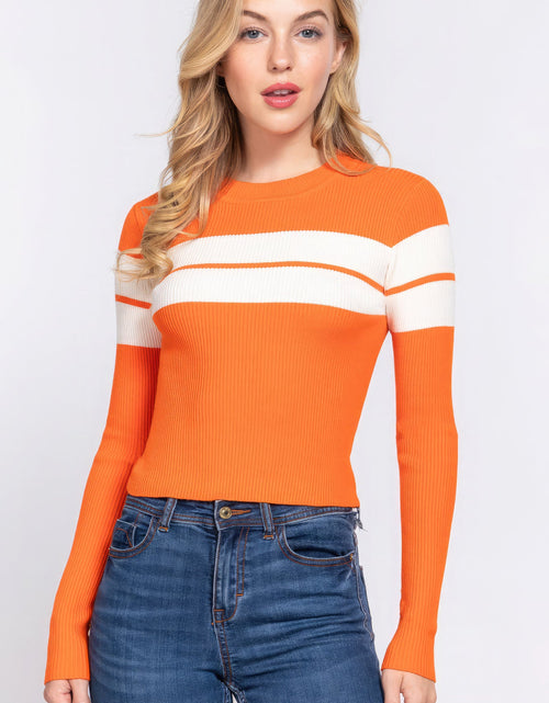 Load image into Gallery viewer, Long Slv Stripe Rib Sweater
