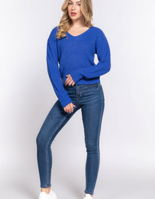 Load image into Gallery viewer, Dolman Slv Strappy Open Back Sweater
