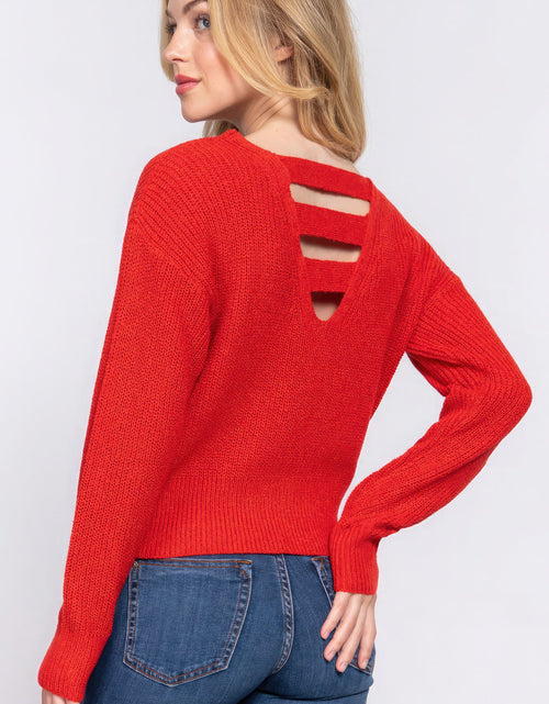 Load image into Gallery viewer, Dolman Slv Strappy Open Back Sweater
