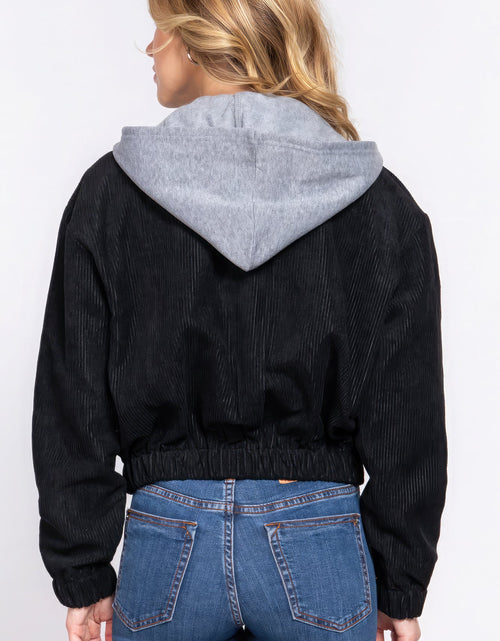 Load image into Gallery viewer, Long Slv Hoodie Corduroy Jacket
