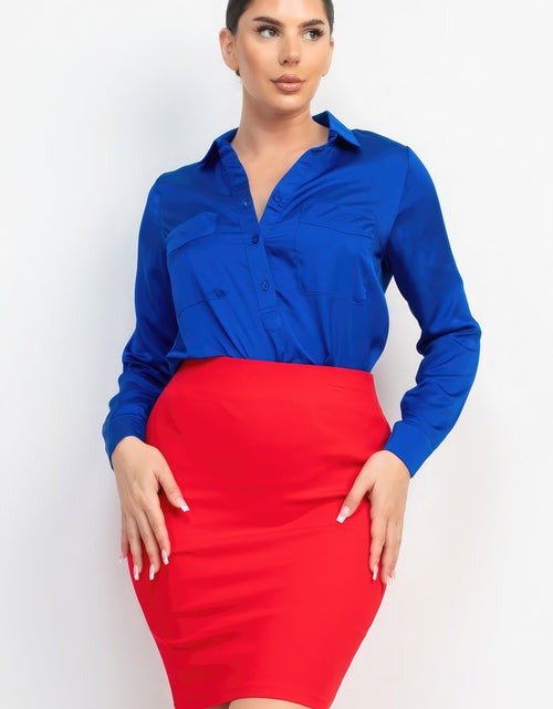 Load image into Gallery viewer, Button-down Pocketed Collared Top

