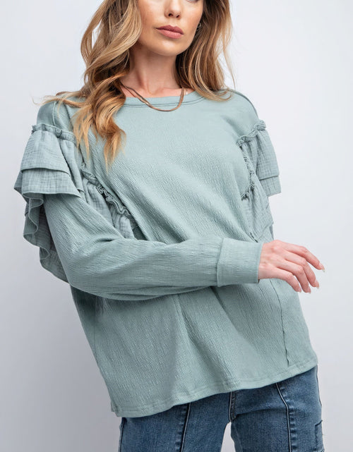 Load image into Gallery viewer, Double Ruffle Sleeves Top
