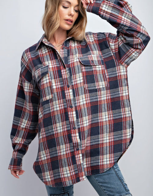 Load image into Gallery viewer, Washed Plaid Button Down Shirt
