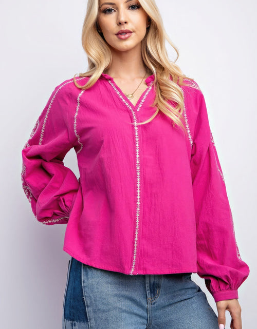 Load image into Gallery viewer, Linen Gauze Embroidered Top
