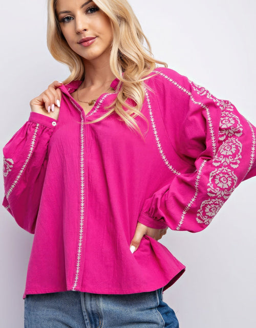 Load image into Gallery viewer, Linen Gauze Embroidered Top
