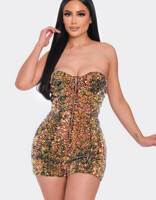 Load image into Gallery viewer, Multi Sequins Tube Top Romper
