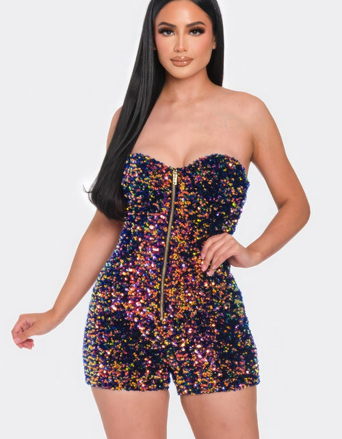 Load image into Gallery viewer, Multi Sequins Tube Top Romper
