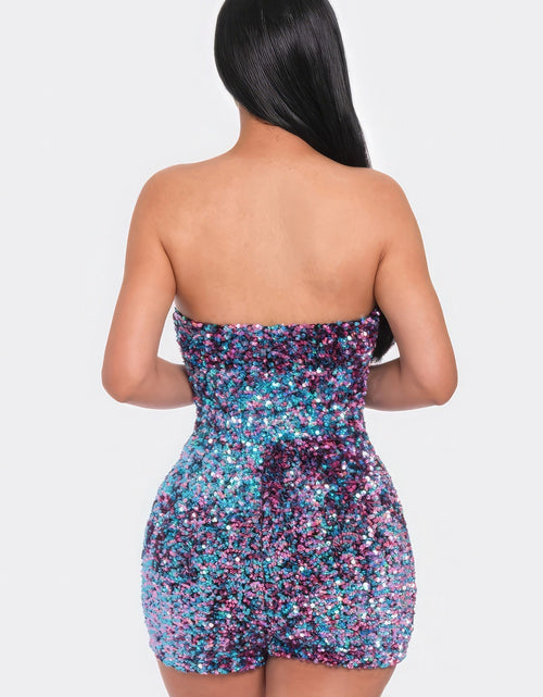 Load image into Gallery viewer, Multi Sequins Tube Top Romper
