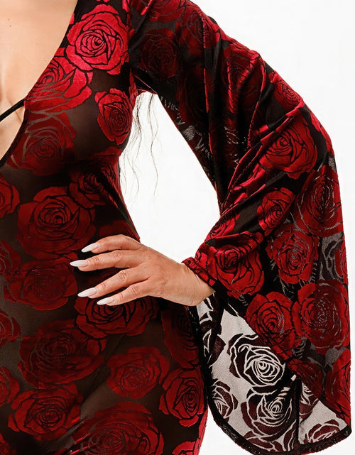 Load image into Gallery viewer, Velvet Flocking Jumpsuit/bell Sleeve
