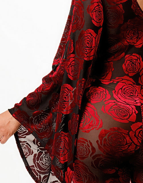 Load image into Gallery viewer, Velvet Flocking Jumpsuit/bell Sleeve
