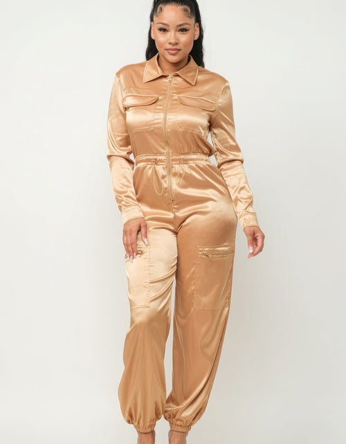 Load image into Gallery viewer, Front Zipper Pockets Top And Pants Jumpsuit
