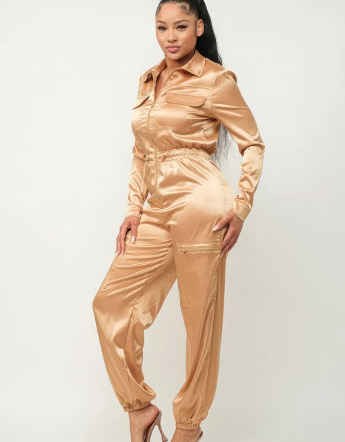 Load image into Gallery viewer, Front Zipper Pockets Top And Pants Jumpsuit
