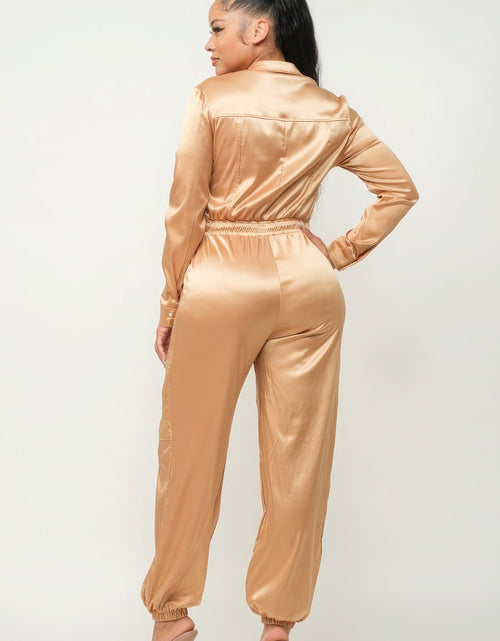Load image into Gallery viewer, Front Zipper Pockets Top And Pants Jumpsuit
