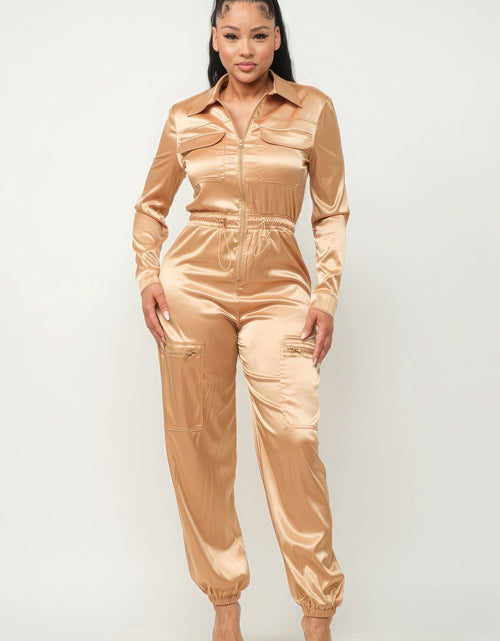 Load image into Gallery viewer, Front Zipper Pockets Top And Pants Jumpsuit
