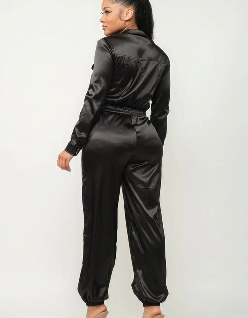 Load image into Gallery viewer, Front Zipper Pockets Top And Pants Jumpsuit
