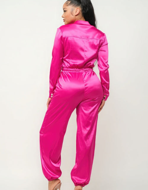 Load image into Gallery viewer, Front Zipper Pockets Top And Pants Jumpsuit
