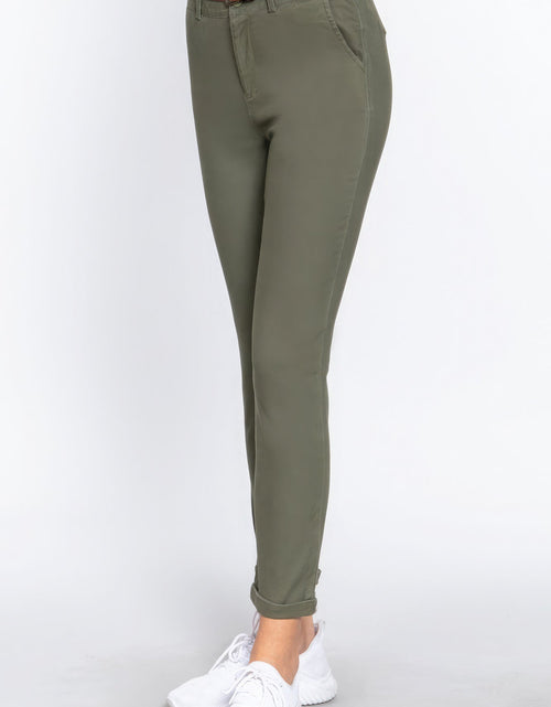 Load image into Gallery viewer, Cotton-span Twill Belted Long Pants

