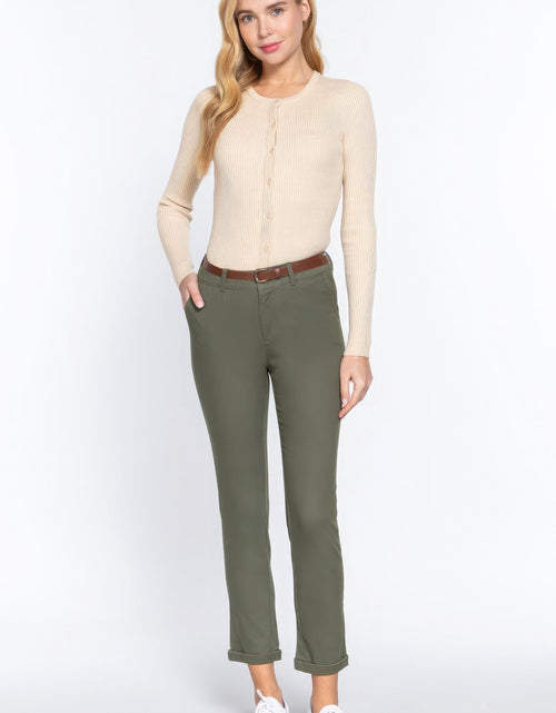 Load image into Gallery viewer, Cotton-span Twill Belted Long Pants
