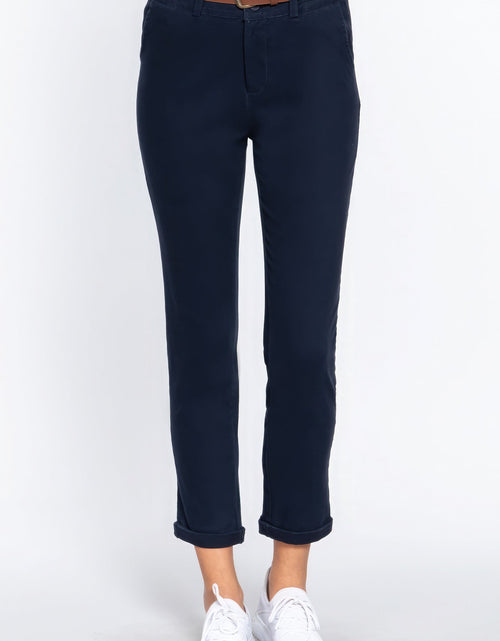 Load image into Gallery viewer, Cotton-span Twill Belted Long Pants
