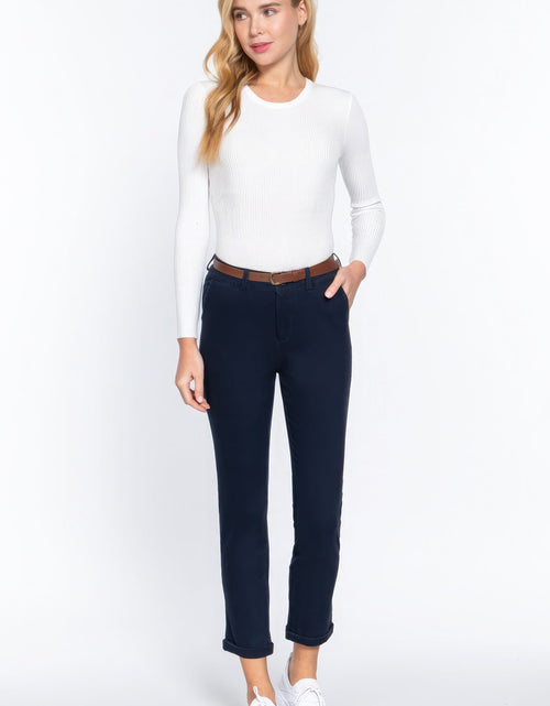 Load image into Gallery viewer, Cotton-span Twill Belted Long Pants
