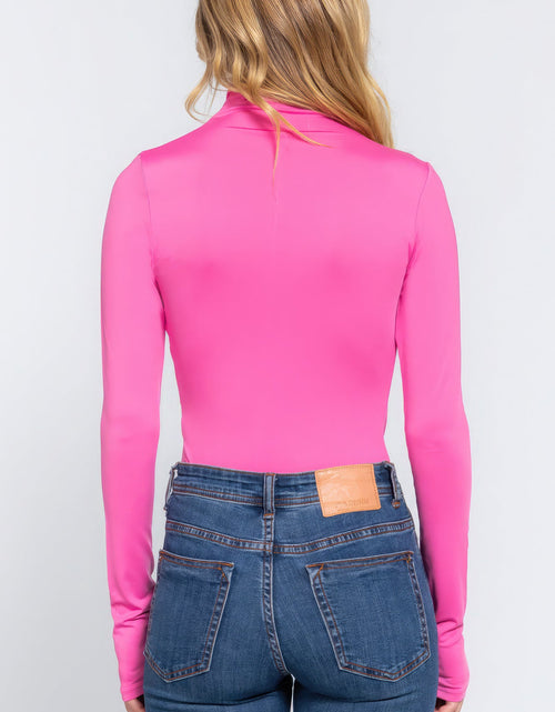 Load image into Gallery viewer, Long Sleeve High Neck Shirring Detail Ity Knit Bodysuit
