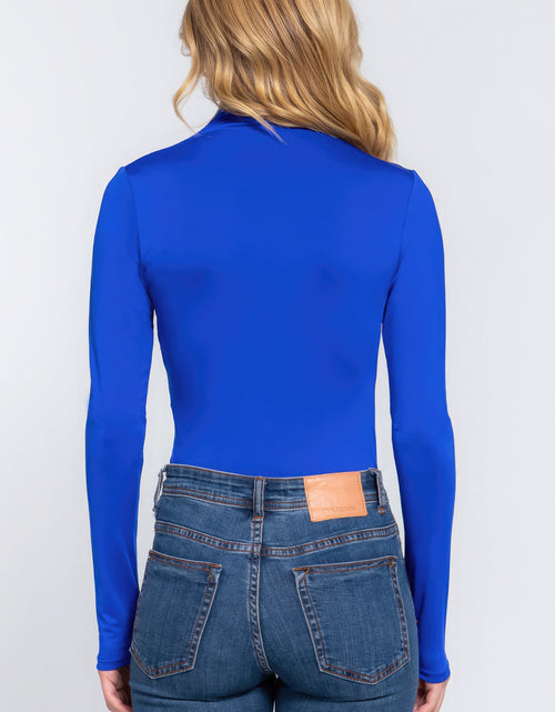 Load image into Gallery viewer, Long Sleeve High Neck Shirring Detail Ity Knit Bodysuit
