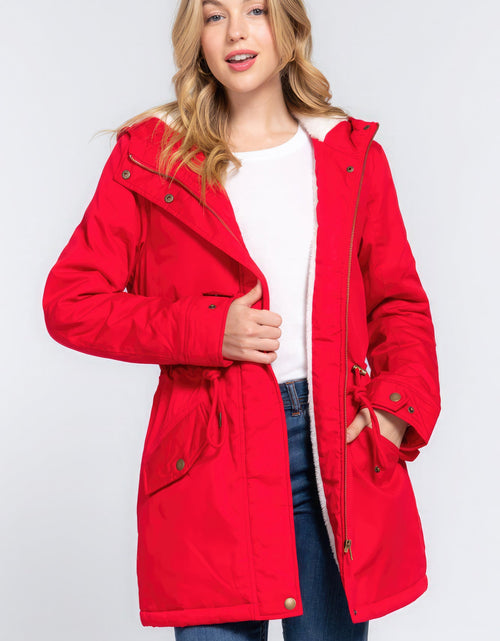 Load image into Gallery viewer, Fleece Lined Fur Hoodie Utility Jacket
