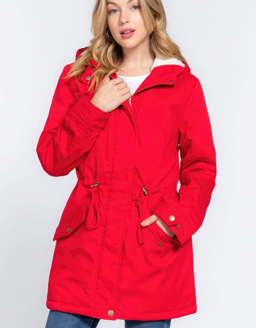 Load image into Gallery viewer, Fleece Lined Fur Hoodie Utility Jacket
