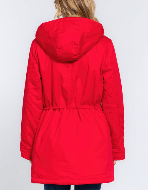 Load image into Gallery viewer, Fleece Lined Fur Hoodie Utility Jacket
