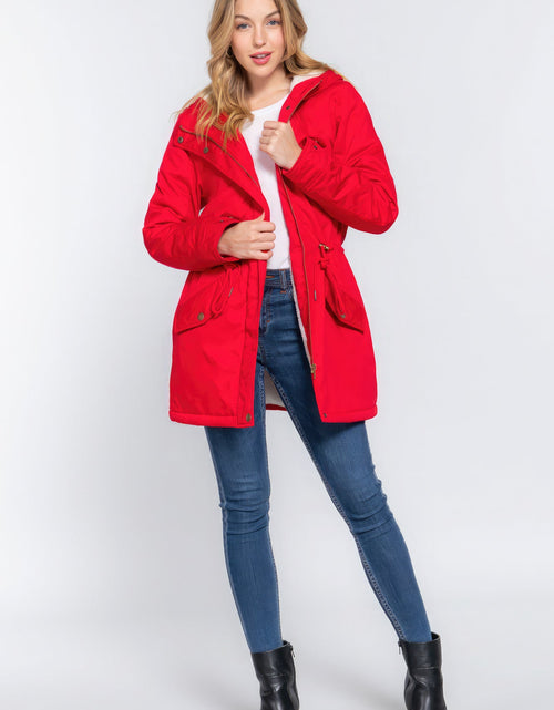 Load image into Gallery viewer, Fleece Lined Fur Hoodie Utility Jacket

