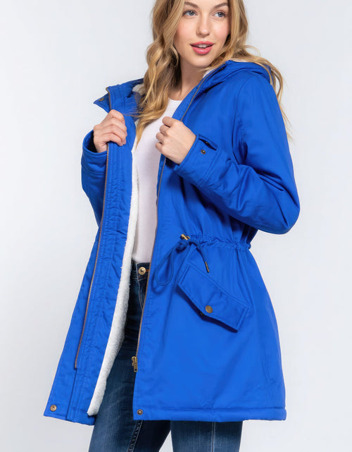 Load image into Gallery viewer, Fleece Lined Fur Hoodie Utility Jacket

