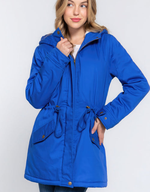 Load image into Gallery viewer, Fleece Lined Fur Hoodie Utility Jacket
