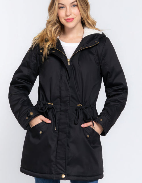 Load image into Gallery viewer, Fleece Lined Fur Hoodie Utility Jacket
