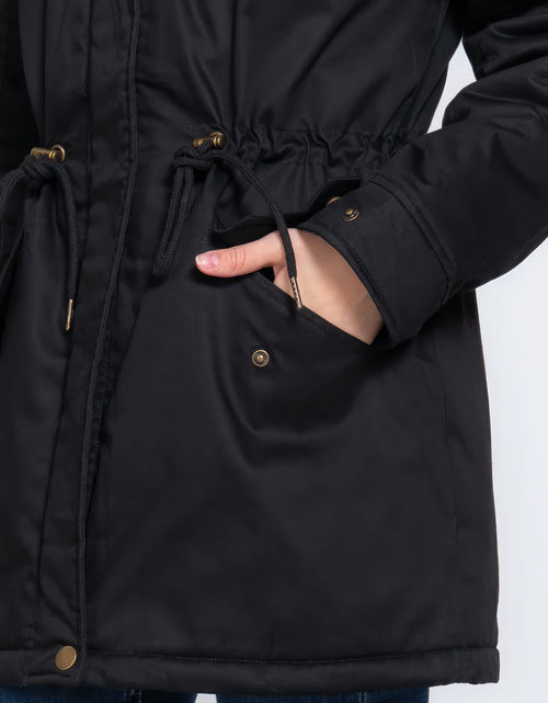 Load image into Gallery viewer, Fleece Lined Fur Hoodie Utility Jacket
