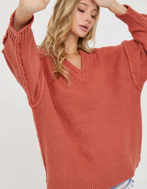 Load image into Gallery viewer, V Neck Oversized Sweater
