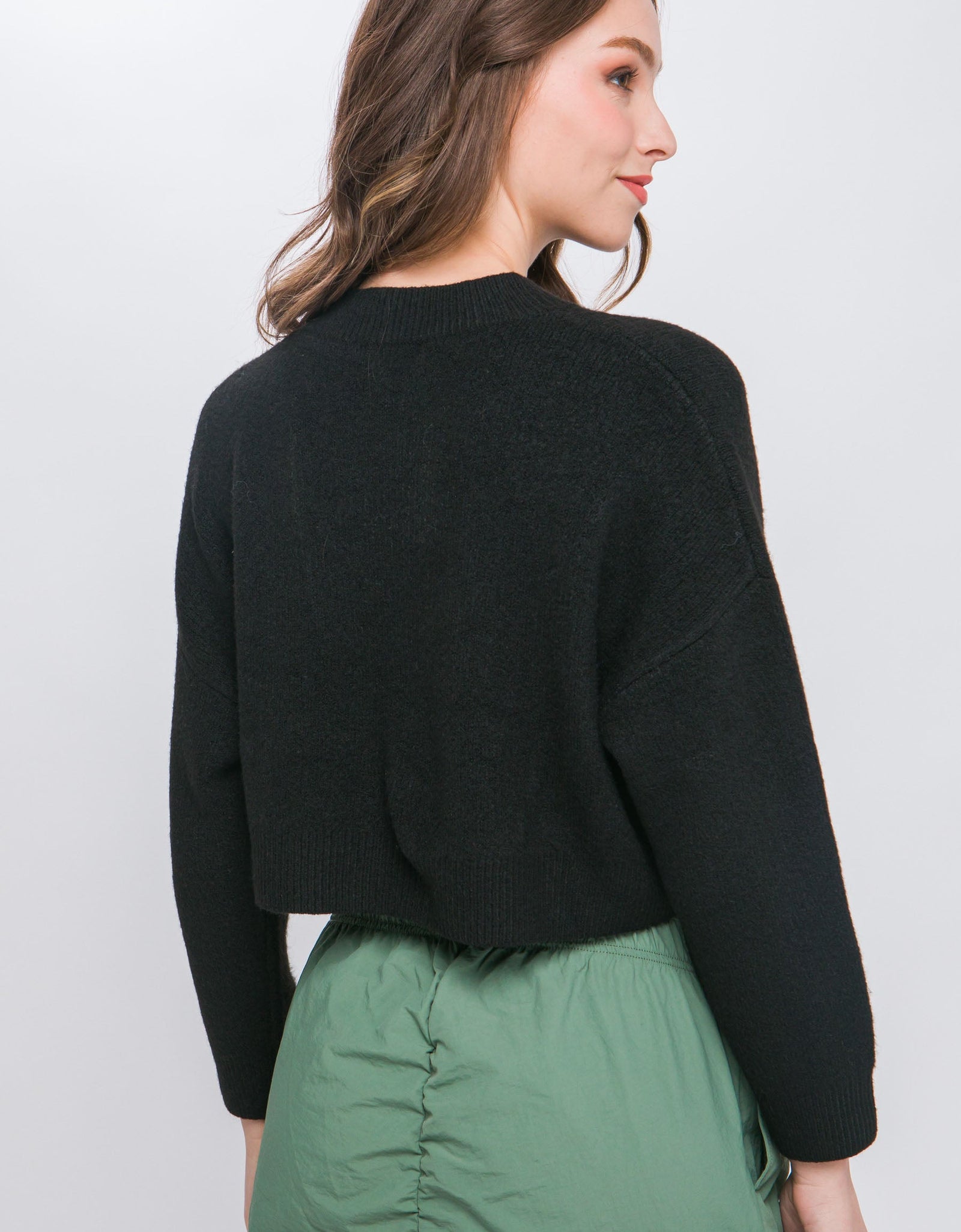 Wool Blend Cropped Sweater Top