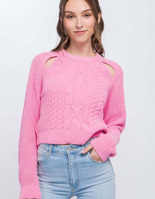 Load image into Gallery viewer, Knit Pullover Sweater With Cold Shoulder Detail
