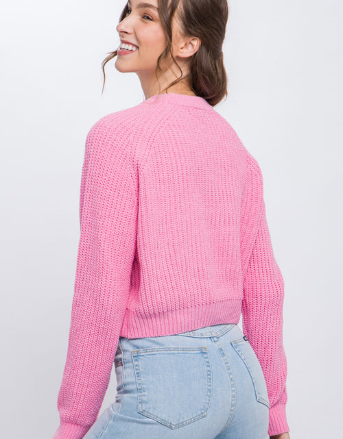Load image into Gallery viewer, Knit Pullover Sweater With Cold Shoulder Detail

