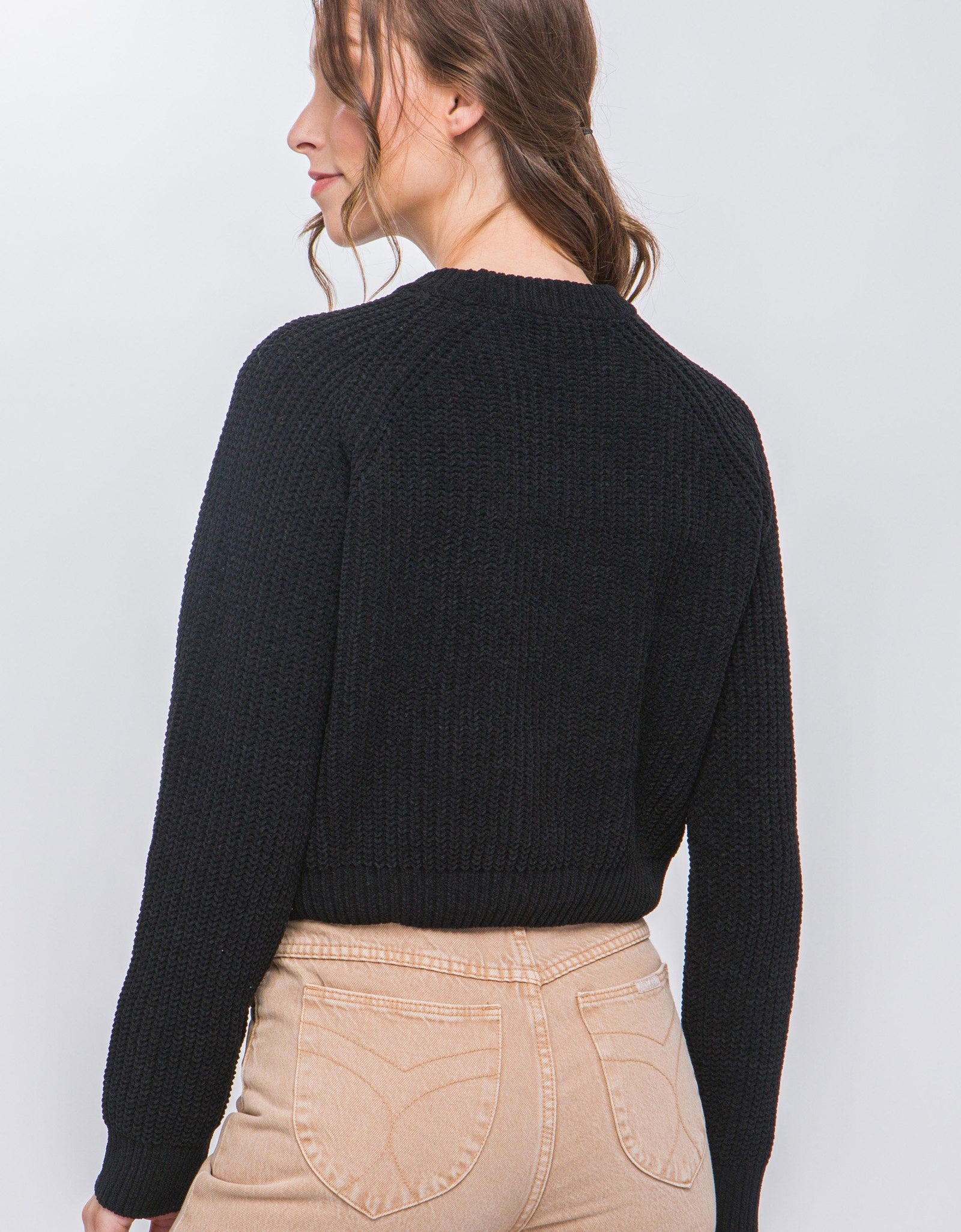 Knit Pullover Sweater With Cold Shoulder Detail