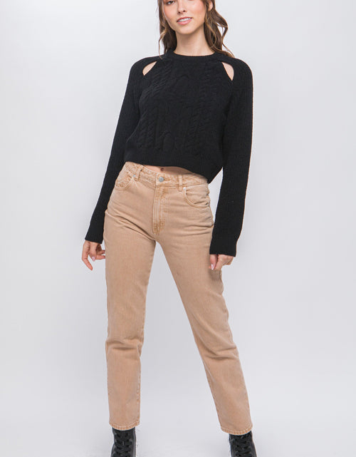 Load image into Gallery viewer, Knit Pullover Sweater With Cold Shoulder Detail
