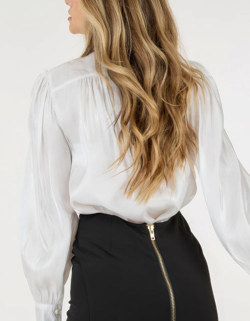 Load image into Gallery viewer, Insert Lace Trim Long Sleeve Blouse

