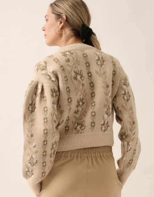 Load image into Gallery viewer, Floral Round Neck Long Sleeve Relax Fit Sweater
