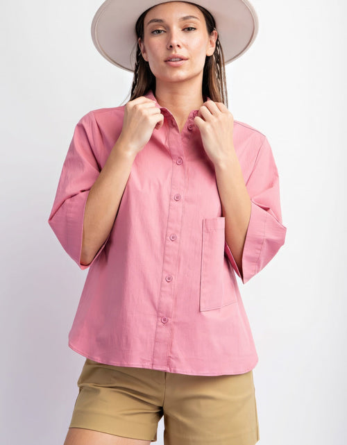 Load image into Gallery viewer, Half Slvs Stretch Poplin Button Down Shirt
