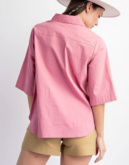 Load image into Gallery viewer, Half Slvs Stretch Poplin Button Down Shirt
