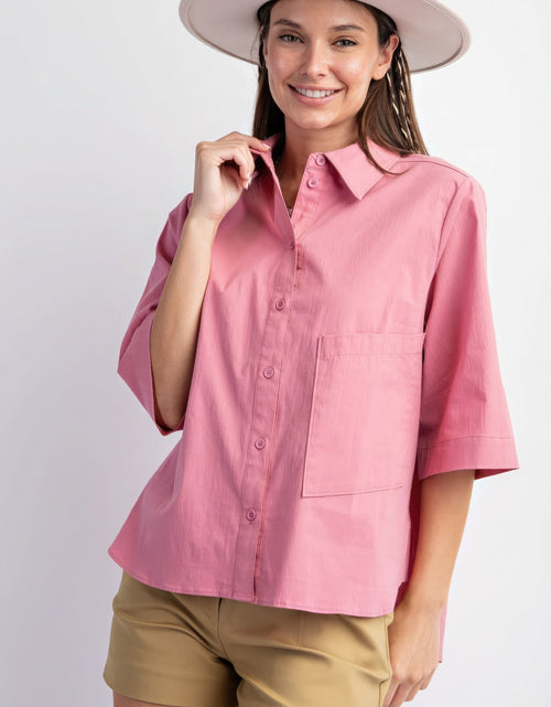Load image into Gallery viewer, Half Slvs Stretch Poplin Button Down Shirt
